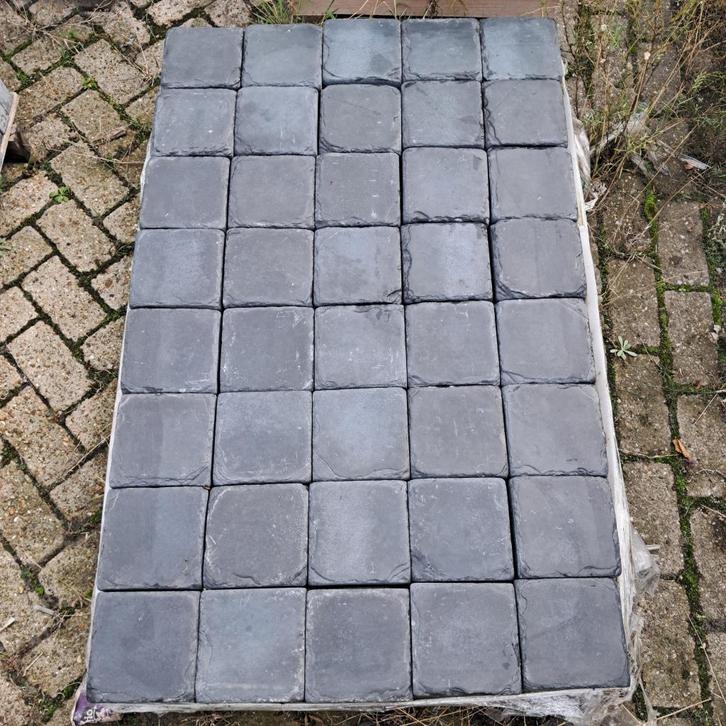 Partijtje Stoneline Vulcan kassei 14,7x14,7x5cm Belgian blue, Tuin en Terras, Tegels en Klinkers, Nieuw, Beton, Gecoat, Ophalen of Verzenden