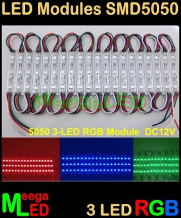 LEDmodule RGB SMD5050 IP54 met 3 RGB LED - 10 stuks beschikbaar voor biedingen