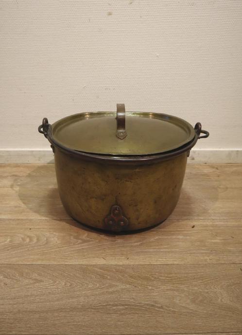 Antieke koperen ketel, hampan 18e eeuw met deksel, Antiek en Kunst, Antiek | Koper en Brons, Koper, Ophalen of Verzenden