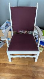 Vintage fauteuil - Hout, opnieuw gestoffeerd, Huis en Inrichting, Ophalen, Gebruikt, Hout