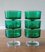 Zes retro luminarc glazen coupes groen in perfecte staat, Verzamelen, Retro, Ophalen of Verzenden