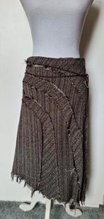 (ROK17) Rok – schuine, bruine gerafelde rok, Clockhouse - 36, Bruin, Ophalen of Verzenden, Zo goed als nieuw, Knielengte