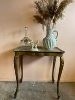 Vintage boho Venetiaans goudkleurig houten tafeltje, Minder dan 55 cm, Gebruikt, Vintage, Rechthoekig