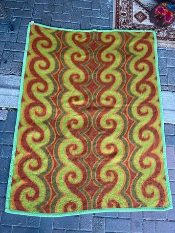 Vintage jaren 70 groen oranje deken, space age beschikbaar voor biedingen