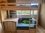 Houten wit gelakte hoogslaper met bank en bureau, Kinderen en Baby's, Kinderkamer | Stapelbedden en Hoogslapers, Ophalen, Gebruikt