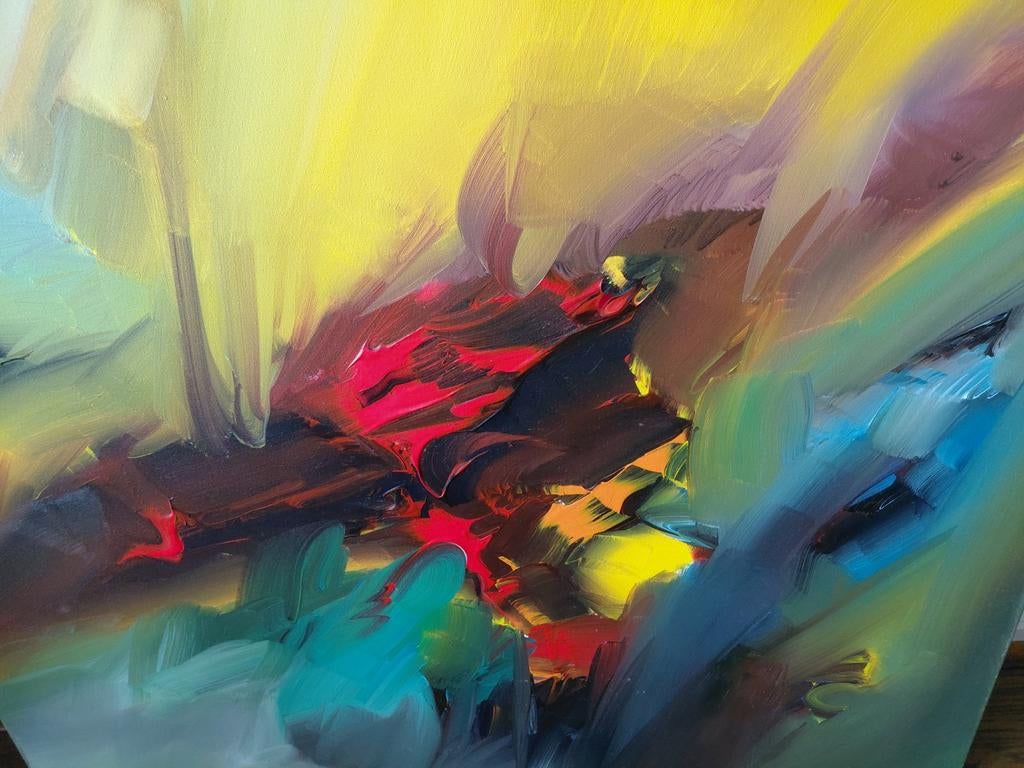 Abstract Schilderij: levendig en kleurrijk Gena Genadyj, Antiek en Kunst, Kunst | Schilderijen | Abstract, Ophalen