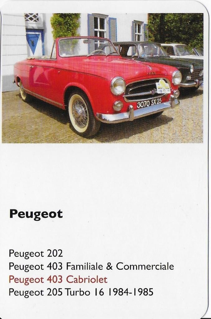 Kw12 autokaartje peugeot cabriolet 403, Ophalen of Verzenden, Zo goed als nieuw, Auto's