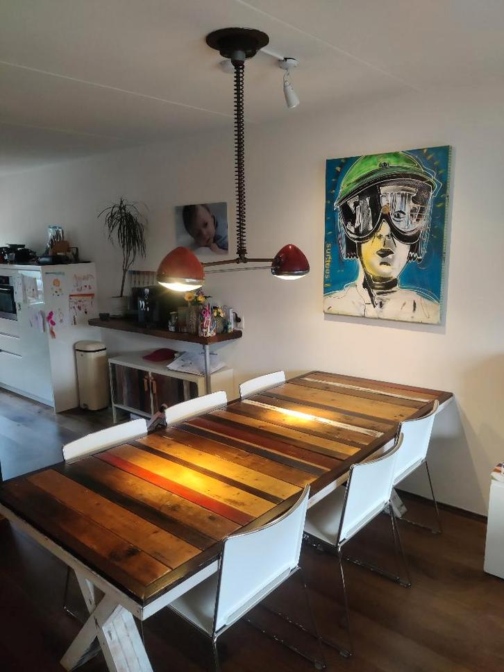 Mooie eettafel + 6 mooie stoelen, Huis en Inrichting, Tafels | Eettafels, Gebruikt, 50 tot 100 cm, 200 cm of meer, Vijf personen of meer