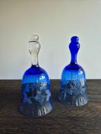 Brocante tafelbel blauw glas, Antiek en Kunst, Antiek | Glas en Kristal, Ophalen of Verzenden
