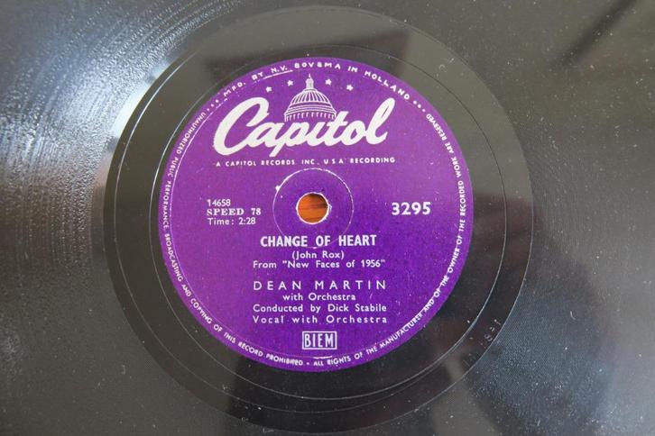 Dean Martin Change of heart Memories are made of this 78 rpm, Cd's en Dvd's, Vinyl Singles, Gebruikt, Overige typen, Pop, 10 inch