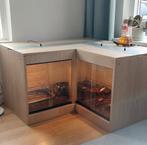 Terrarium hoekvorm, Dieren en Toebehoren, Reptielen en Amfibieën | Toebehoren, Ophalen, Zo goed als nieuw, Terrarium of Paludarium