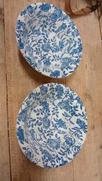 2 Vintage Schalen- Blauw - MYOTT MEAKIN - 21 cm, Ophalen of Verzenden, Zo goed als nieuw, Rond, Glas