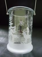 Decoratief glazen windlicht met hengsel., Huis en Inrichting, Overige materialen, Ophalen of Verzenden, Zo goed als nieuw, Kandelaar