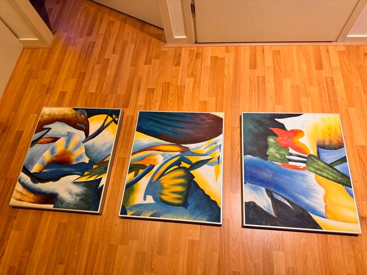 Drie-luik origineel schilderij abstract, Antiek en Kunst, Kunst | Schilderijen | Modern, Ophalen