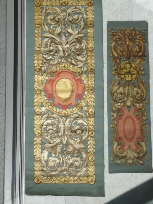 XIXE olieverf op doek 2 Franse decoratieve panelen goudverf, Antiek en Kunst, Kunst | Schilderijen | Klassiek, Ophalen of Verzenden