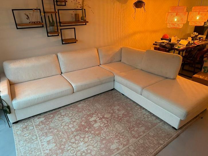 Goossens hoekbank naturel, Huis en Inrichting, Banken | Complete zithoeken, Gebruikt, Stof, Ophalen