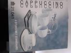 4 cappuccino mokken met houder, Huis en Inrichting, Keuken | Servies, Ophalen, Zo goed als nieuw, Overige stijlen, Kop(pen) en/of Schotel(s)
