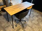 Bureau 125x50 cm met bureaustoel, Ophalen, In hoogte verstelbaar, Gebruikt