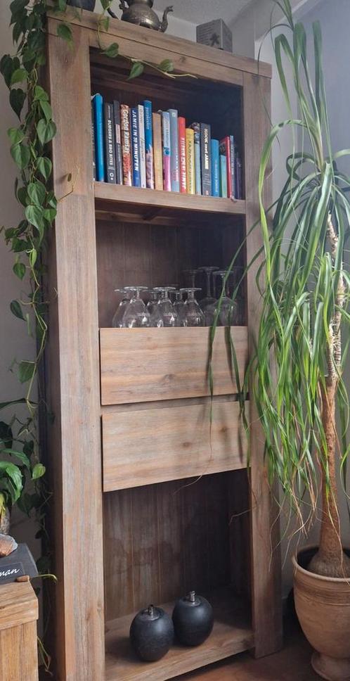 Massief houten boekenkast, Huis en Inrichting, Kasten | Boekenkasten, Gebruikt, 200 cm of meer, 25 tot 50 cm, Ophalen