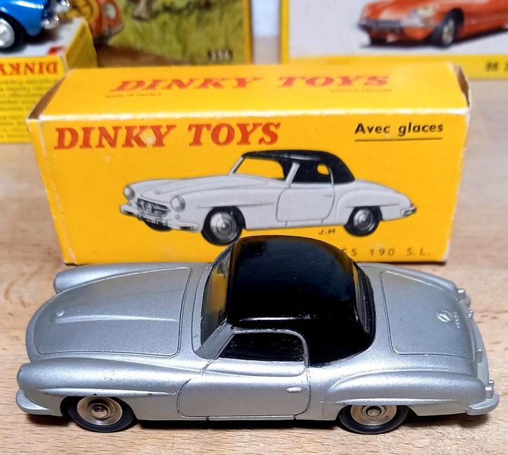 Dinky Toys, F, #526, Mercedes 190 SL, zilver, HOLLE vlg, nmb, Hobby en Vrije tijd, Modelauto's | 1:43, Auto, Dinky Toys, Ophalen of Verzenden