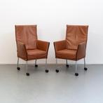 6 Montis Chaplin stoelen - kastanjebruin leer, Huis en Inrichting, Stoelen, Niet ingevuld, Bruin, Niet ingevuld, Leer