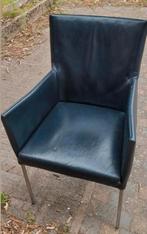 Eetkamerstoelen 6 - zwart echt leder - Bert Plantagie design, Huis en Inrichting, Stoelen, Past overal bij, Gebruikt, Zwart, Leer