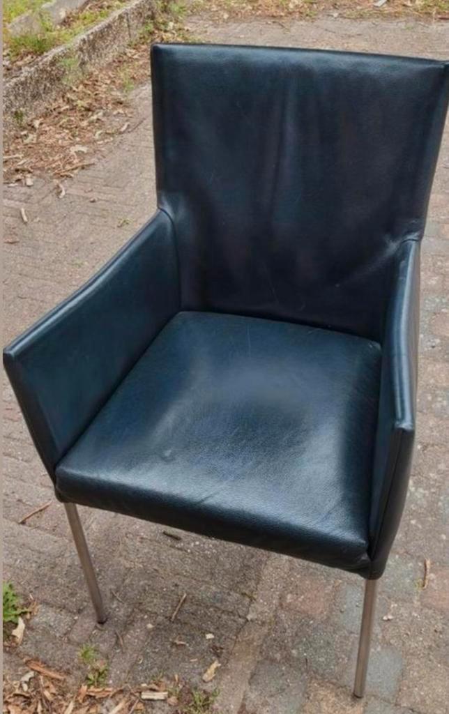 Eetkamerstoelen 6 - zwart echt leder - Bert Plantagie design, Huis en Inrichting, Stoelen, Gebruikt, Vijf, Zes of meer stoelen