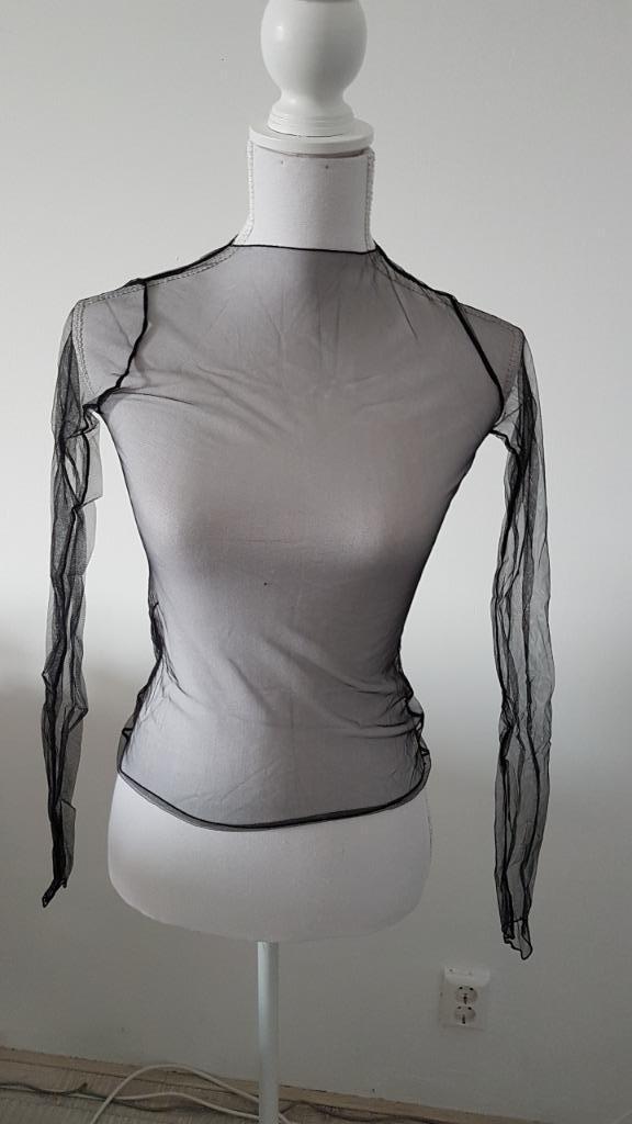 Doorzichtig topje met stippen en effen. Nieuw!, Kleding | Dames, Tops, Nieuw, Maat 38/40 (M), Zwart, Lange mouw, Ophalen of Verzenden