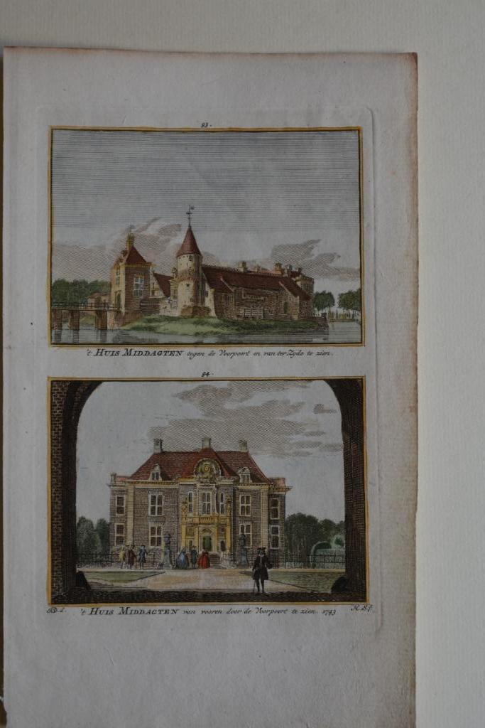 MIDDAGTEN DE STEEG 2 Originele Kopergravures Kasteel E44, Antiek en Kunst, Kunst | Etsen en Gravures, Verzenden