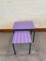 Set van 2  bijzettafels / planten tafeltjes paars gestreept, Huis en Inrichting, Tafels | Bijzettafels, 45 tot 60 cm, Studio.maaktmooi
