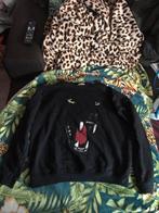 Zwarte trui met zwarte panter hoofd, Maat 38/40 (M), Zwart, Ophalen of Verzenden, Pull & Bear