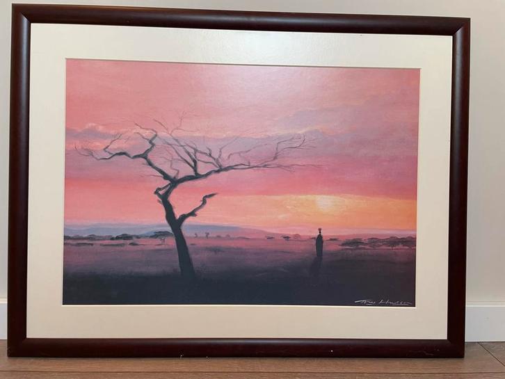 Afrikaans Landschap Schilderij, Antiek en Kunst, Kunst | Schilderijen | Modern, Ophalen