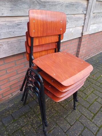 5 x vintage schoolstoelen stapelstoelen partij stoelen 