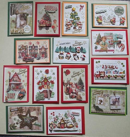 Set 25x zelfgemaakte kerstkaarten / wenskaarten kerst (s), Hobby en Vrije tijd, Kaarten | Zelfgemaakt, Nieuw, Kerst, Verzenden