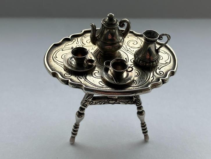 Zilveren miniatuur flap-aan-de-wand-tafel, Van Kempen Begeer, Antiek en Kunst, Antiek | Goud en Zilver, Zilver, Verzenden