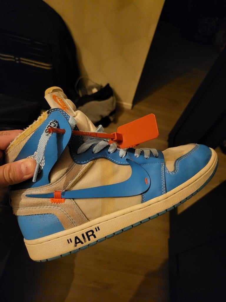 Off white Jordan 1 university blue, Kleding | Heren, Schoenen, Ophalen of Verzenden, Blauw