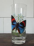 vintage glas 60 limonade longdrinkglas plant vlinder france, Verzenden