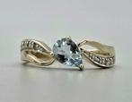 Gouden Vintage ring aquamarijn en diamant. 2025/675., Blauw, ., Ophalen of Verzenden, Zo goed als nieuw