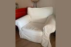 Ektorp Fauteuil en Hocker - Wit, Huis en Inrichting, Gebruikt, Eenpersoons, Landelijk, romantisch, 75 tot 100 cm