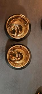 Elegante zwarte theelichthouder met gouden accenten, Zwart, Nieuw, Ophalen of Verzenden, Metaal