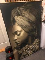 Mooi schilderij van een Afrikaanse vrouw, Ophalen of Verzenden, Zo goed als nieuw, Schilderij, 75 tot 100 cm