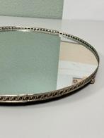Vintage 35cm spiegelblad spiegel dienblad zilver plateau, Overige materialen, Rond, Ophalen of Verzenden, A