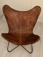 Vlinderstoel, Ophalen, Bruin, Leer, Zo goed als nieuw