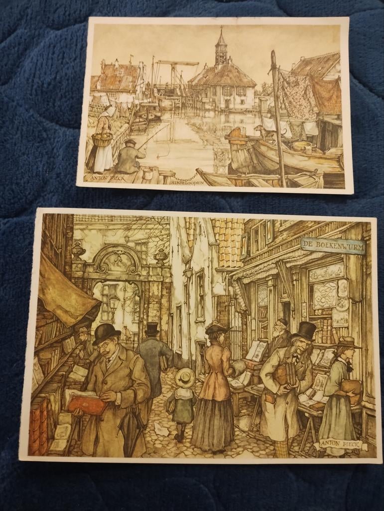 Anton Pieck Prenten - Set van 2, Verzamelen, Ophalen of Verzenden, Zo goed als nieuw, Gebouw, Prent