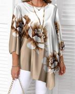 Top Sophia Kaki/Wit (44-52), Verzenden, Nieuw, Beige, Shirt of Top