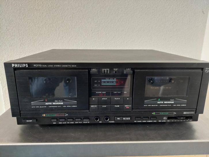 Philips FC 773 cassettedeck, Audio, Tv en Foto, Cassettedecks, Dubbel, Philips, Tiptoetsen, Ophalen