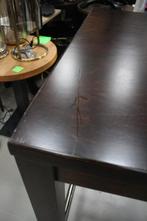 Donkerbruine vierkante statafel bartafel hout cafe mancave, Ophalen, Gebruikt, Met voetsteun, Metaal