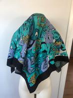 Vintage vierkante sjaal turquoise blauw, Maat 46/48 (XL) of groter, Ophalen of Verzenden, Zo goed als nieuw, X