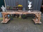 Unieke Teakhouten drijfhouten sidetable wandtafel, met glasp, Ophalen of Verzenden, Zo goed als nieuw