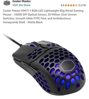 Gezocht: cooler master mm711 (muis) beschikbaar voor biedingen